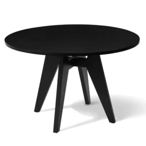 Elva Round Wooden Dining Table - Black
