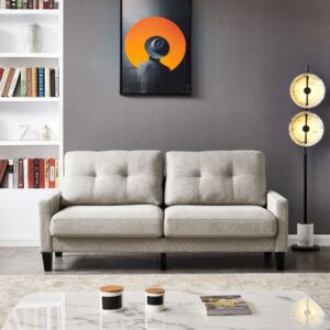 Enko 2 Seater Beige Fabric Sofa - Grey, 2-Seater