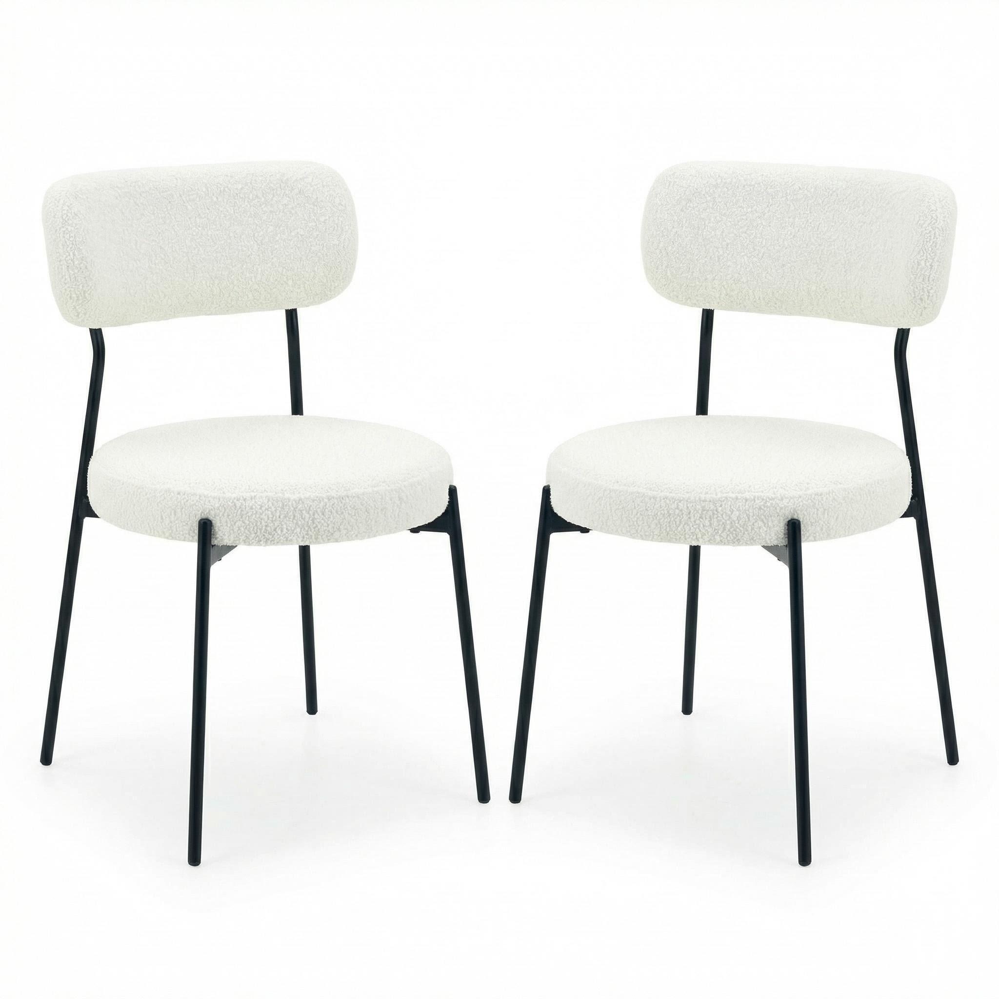 X2 Stackable Glenn Chairs White Boucle - £30 Each (Set of 2)