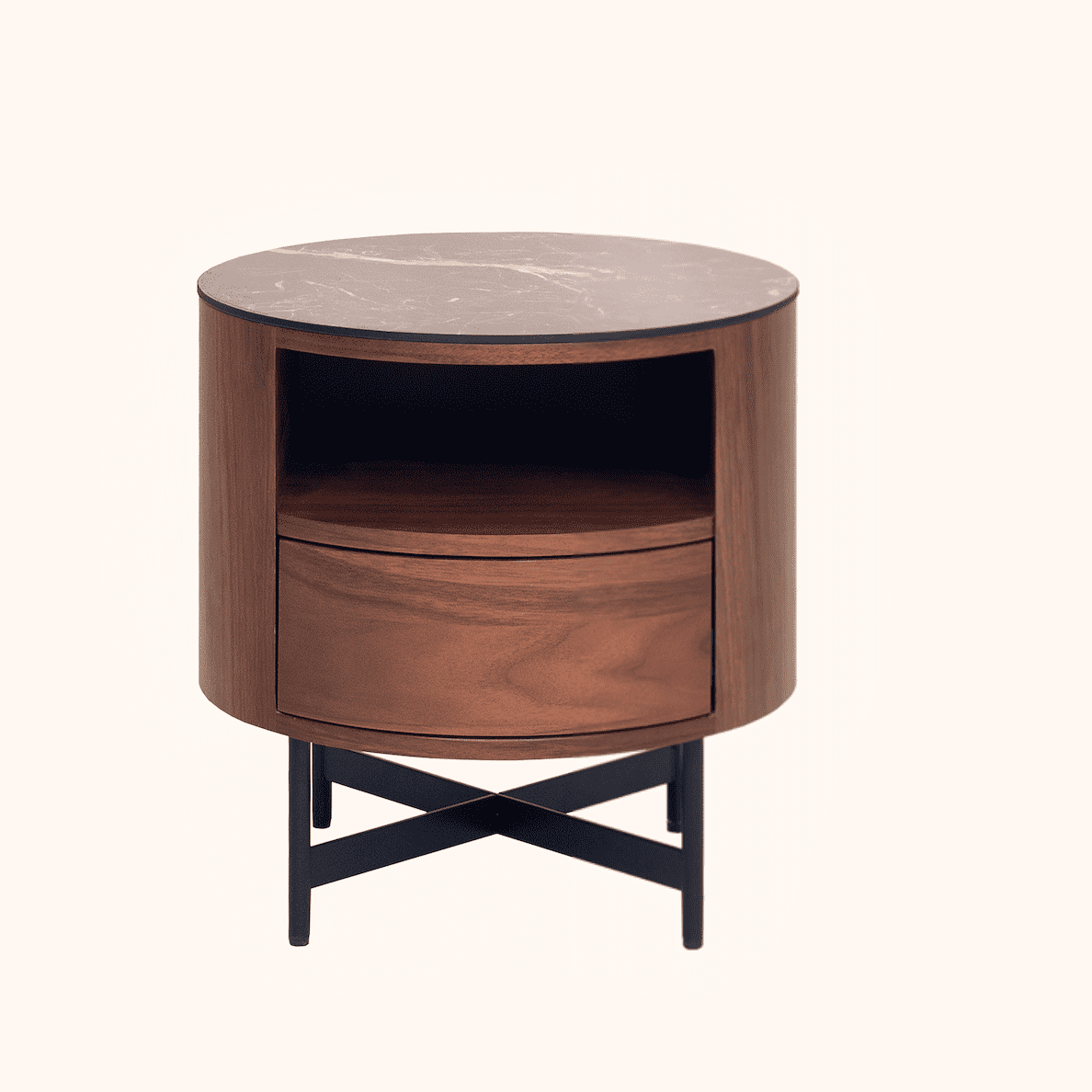 Farrow Walnut Bedside Cabinet Side Table - Image 3