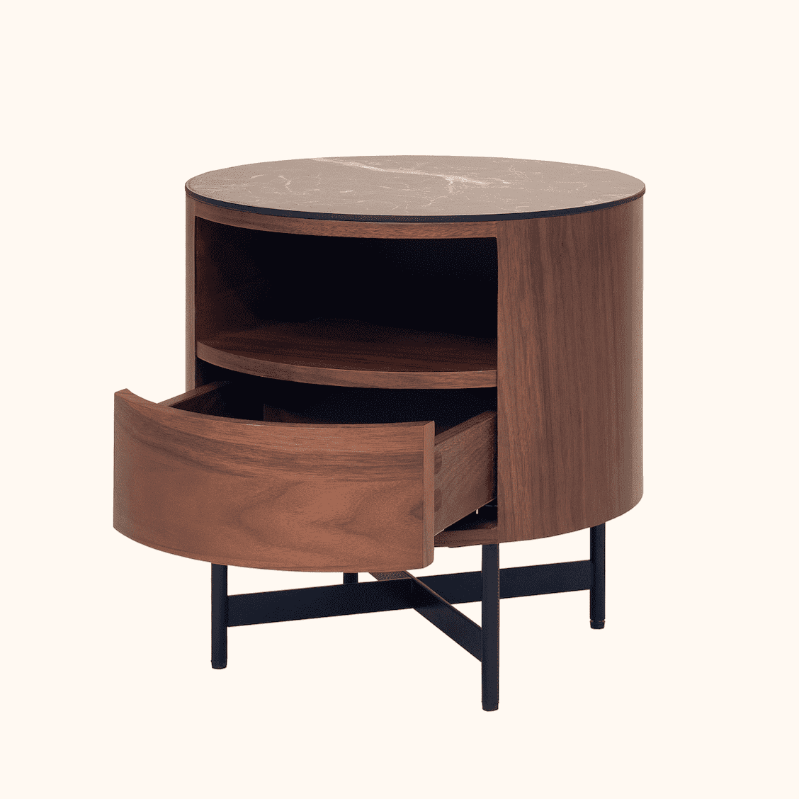 Farrow Walnut Bedside Cabinet Side Table - Image 4