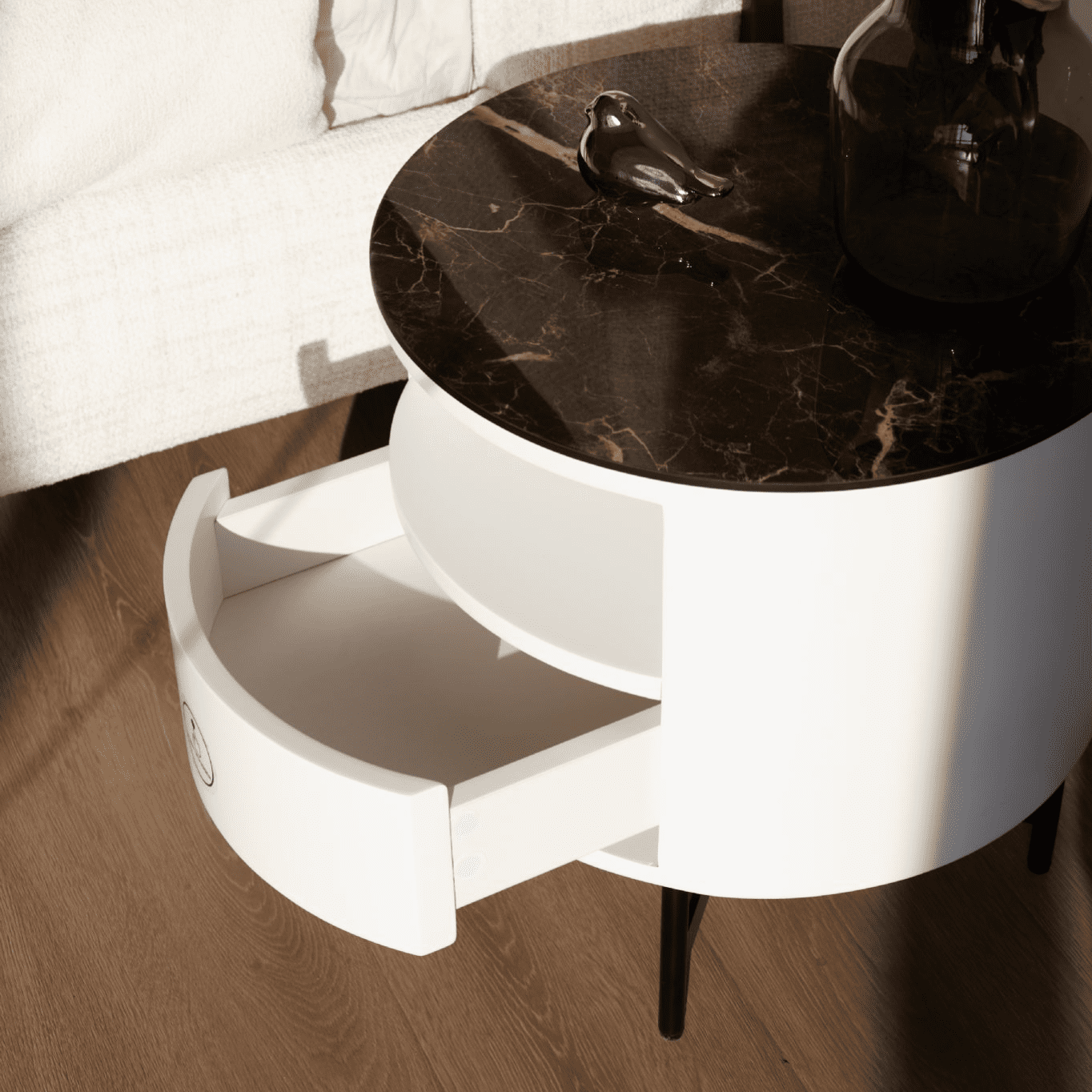 Farrow Walnut Bedside Cabinet Side Table - Image 11