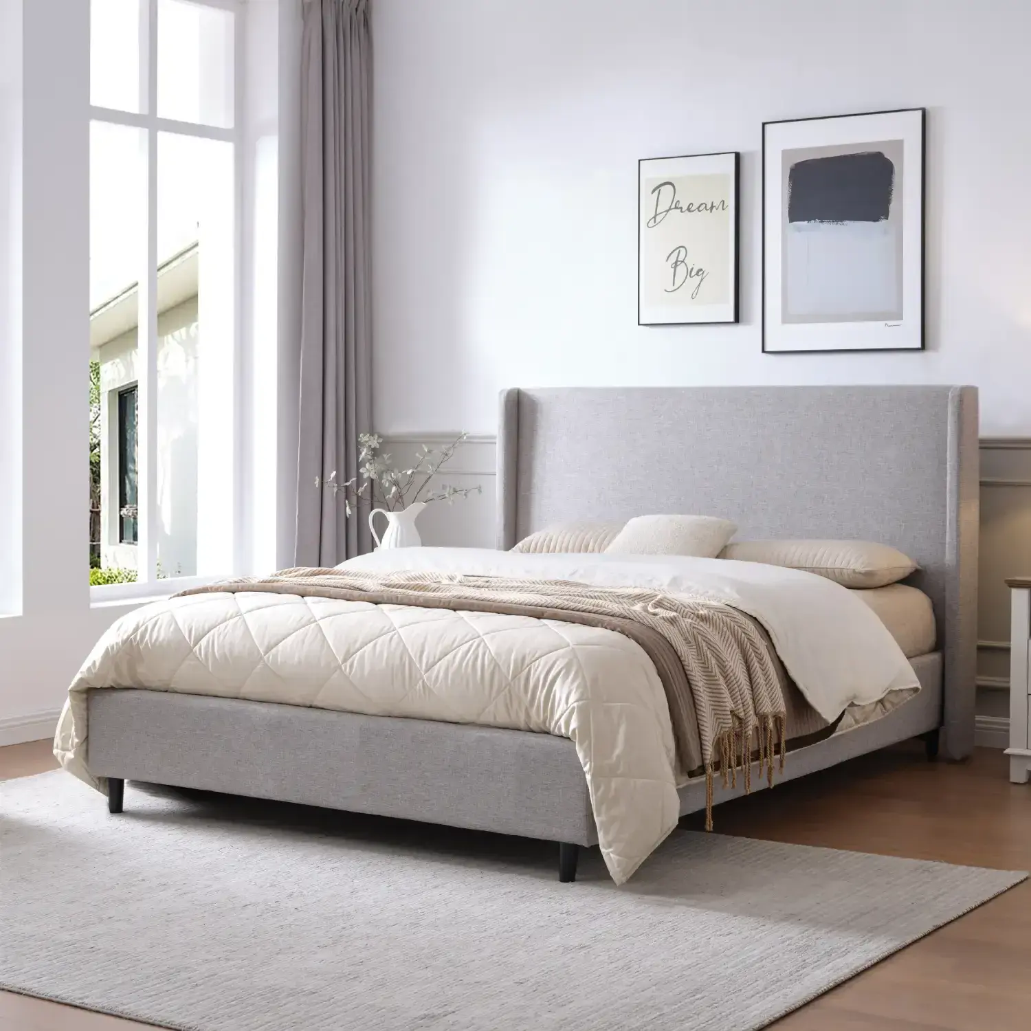 Freya Beige King Size Upholstered Bed - Image 15