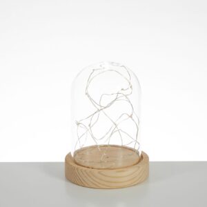 Glass Lamp With Oak Effect Pedestal