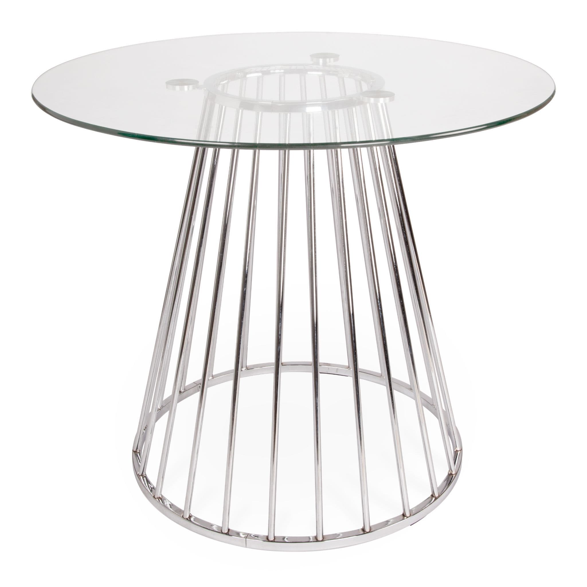 Glass Liverpool Table - With Silver Legs 90Cm