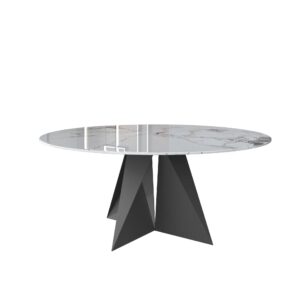 Gorden White Round Sintered Stone Dining Table - 135Cm