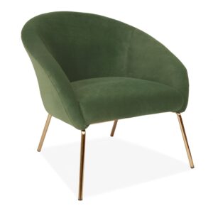 Blue Velvet One-Seater Sofa With Gold Legs - Green