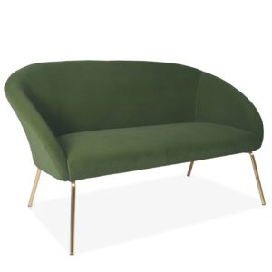 Blue Velvet Two-Seater Sofa With Gold Legs - Green
