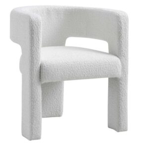 Greenwich White Boucle Dining Chair - Armchair