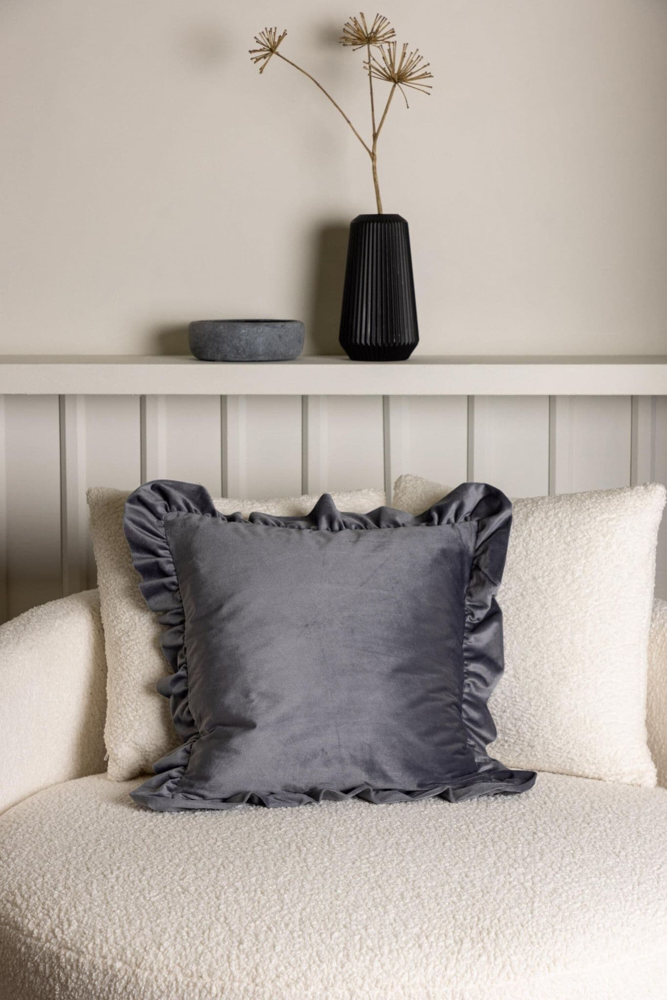 Hailey Cushion Cover Poly Velvet, Grey, 50X50 - Image 18