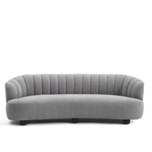 Laura Chenille Curved Anthracite Dark Green 3 Seater Sofa - Grey, 3