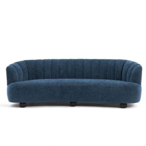 Laura Chenille Curved Anthracite Dark Green 3 Seater Sofa - Navy, 3