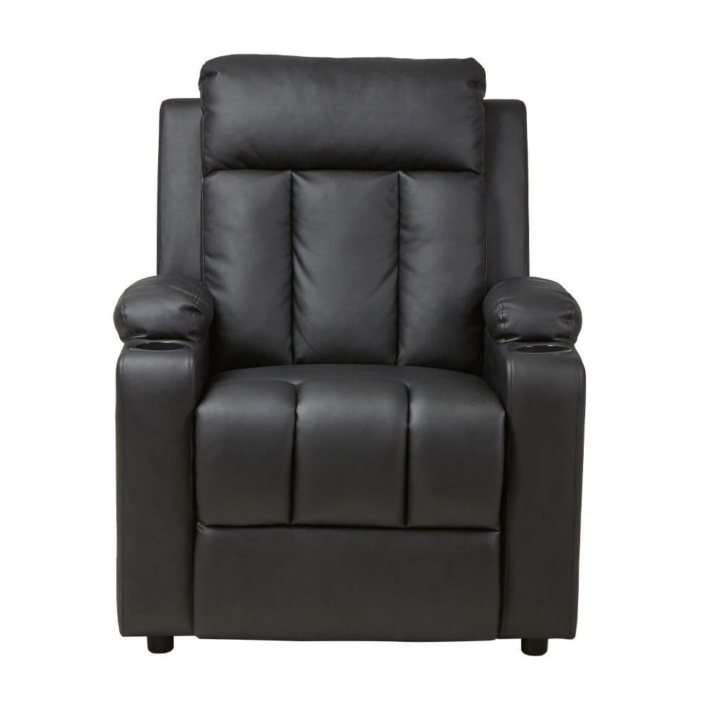 Leif Black Pu Leather Recliner Push Back Armchair
