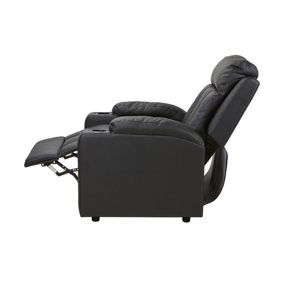 Leif Black Pu Leather Recliner Push Back Armchair - Image 4