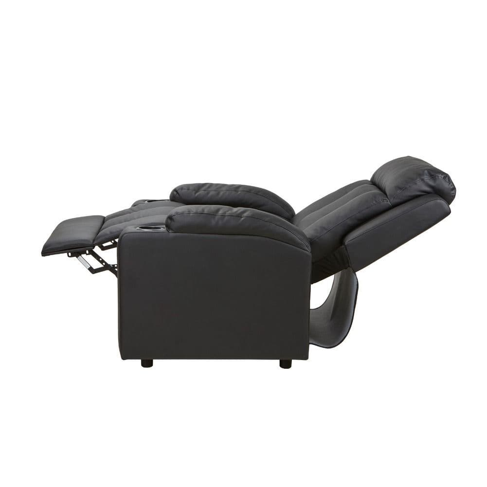 Leif Black Pu Leather Recliner Push Back Armchair - Image 5