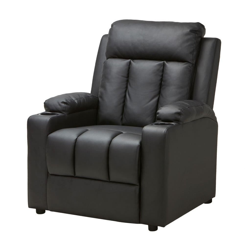 Leif Black Pu Leather Recliner Push Back Armchair - Image 7