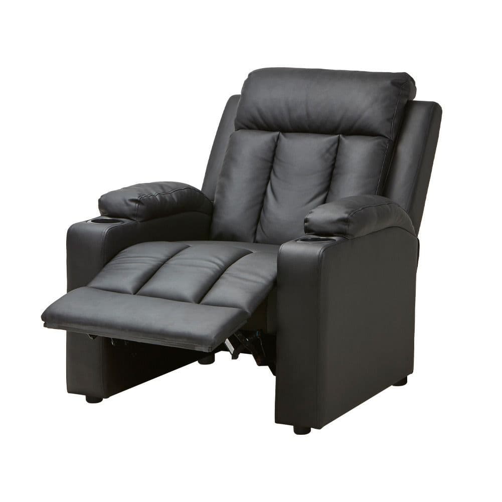 Leif Black Pu Leather Recliner Push Back Armchair - Image 8
