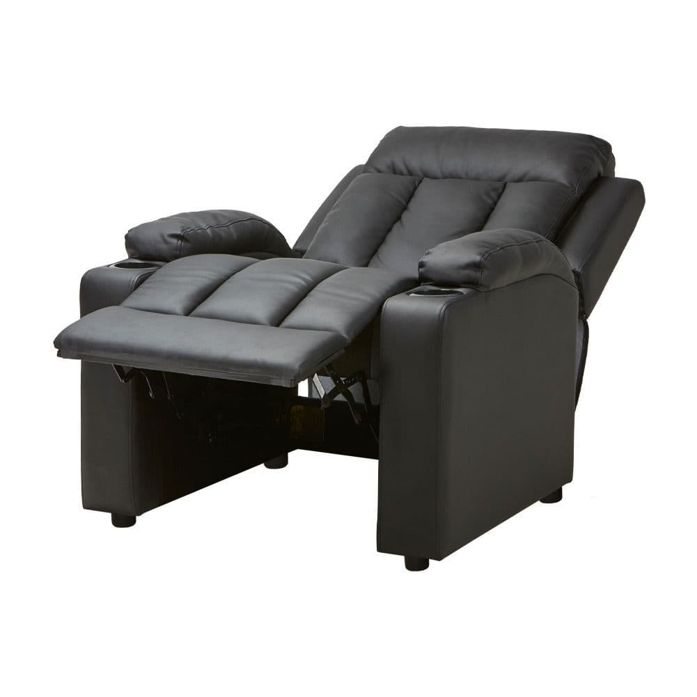 Leif Black Pu Leather Recliner Push Back Armchair - Image 9