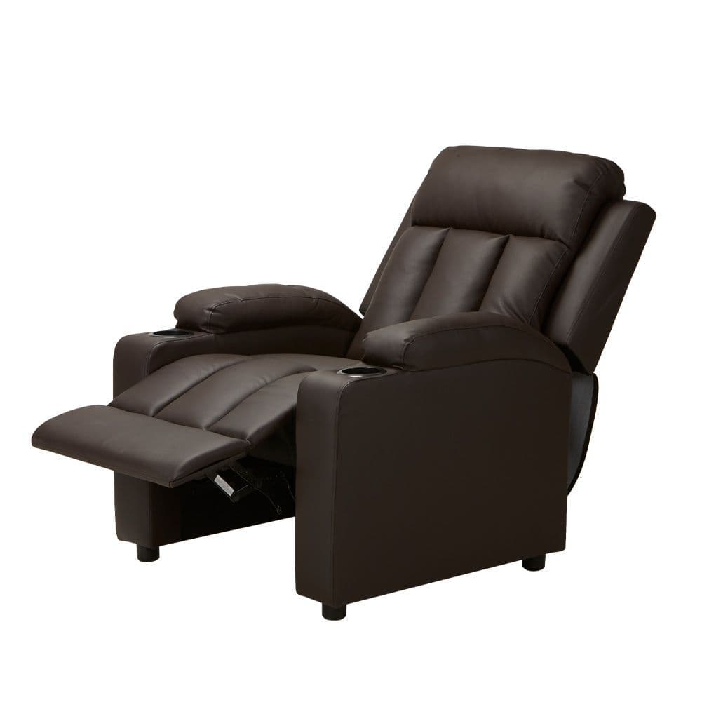 Leif Black Pu Leather Recliner Push Back Armchair - Image 11