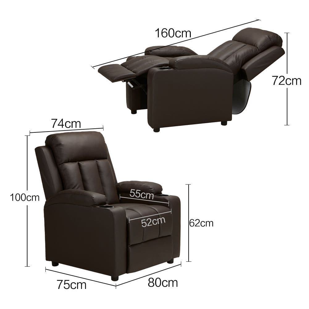 Leif Black Pu Leather Recliner Push Back Armchair - Image 16