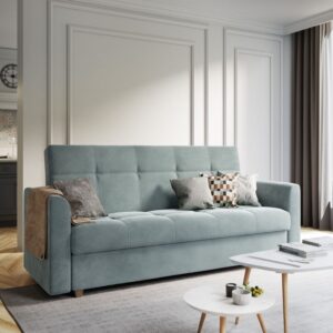 Lento 3 Seater Beige Fabric Sofa Bed - Light Grey, 3-Seater