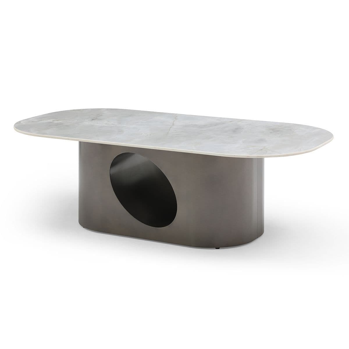 Liana Rounded Rectangular Stinered Stone Coffee Table - Image 2