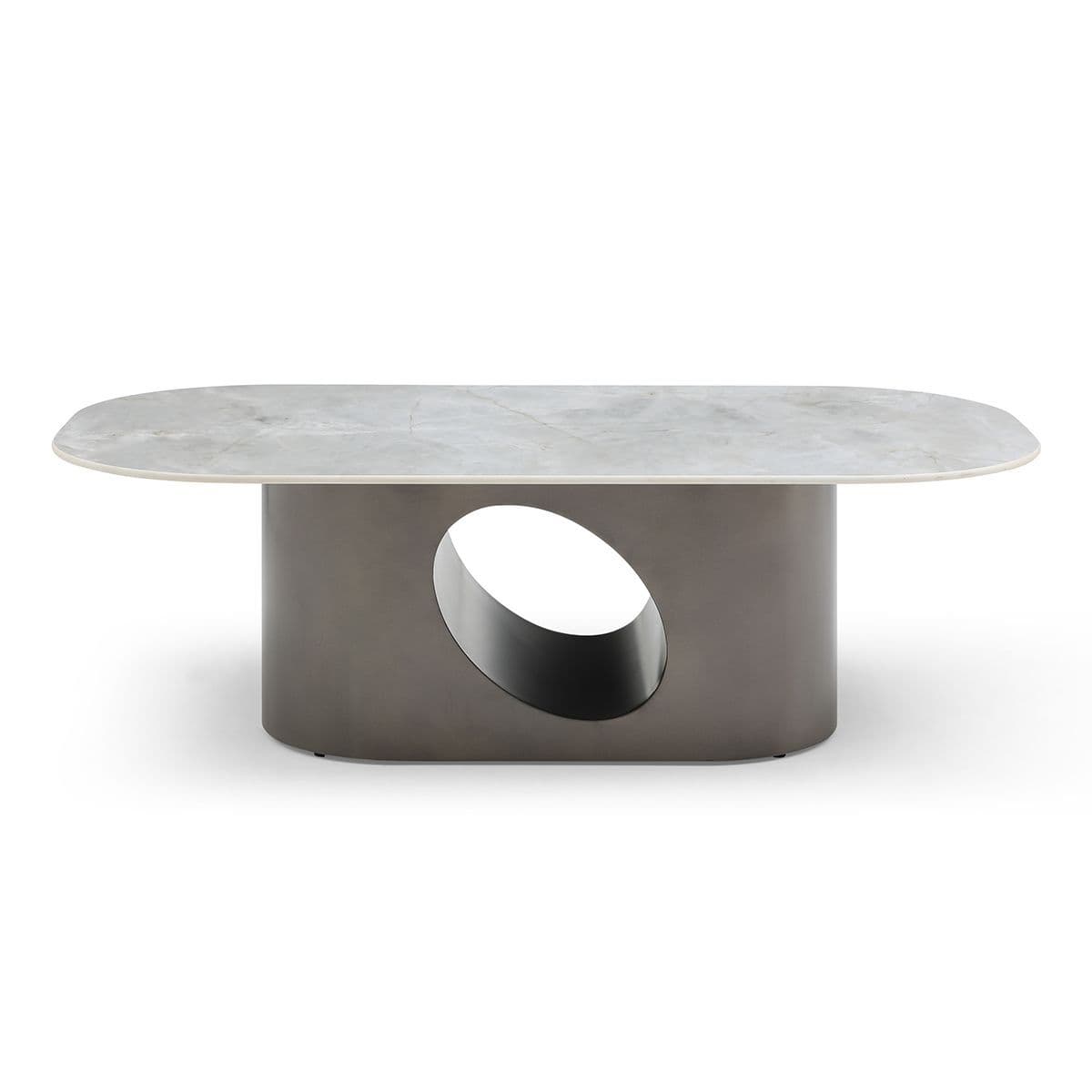 Liana Rounded Rectangular Stinered Stone Coffee Table