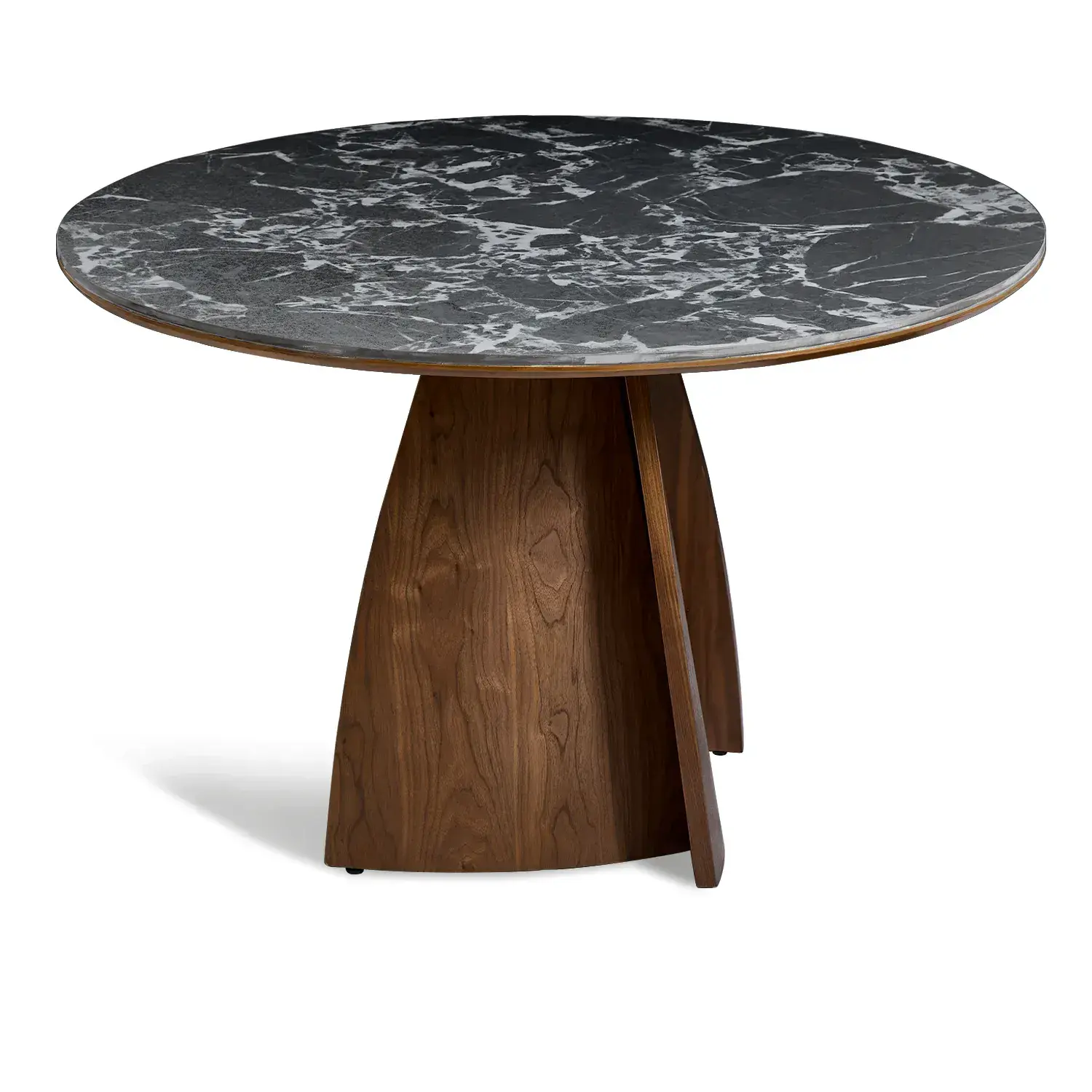 Lina Black Marble - Effect Top & Wooden Base Round Dining Table - Image 3