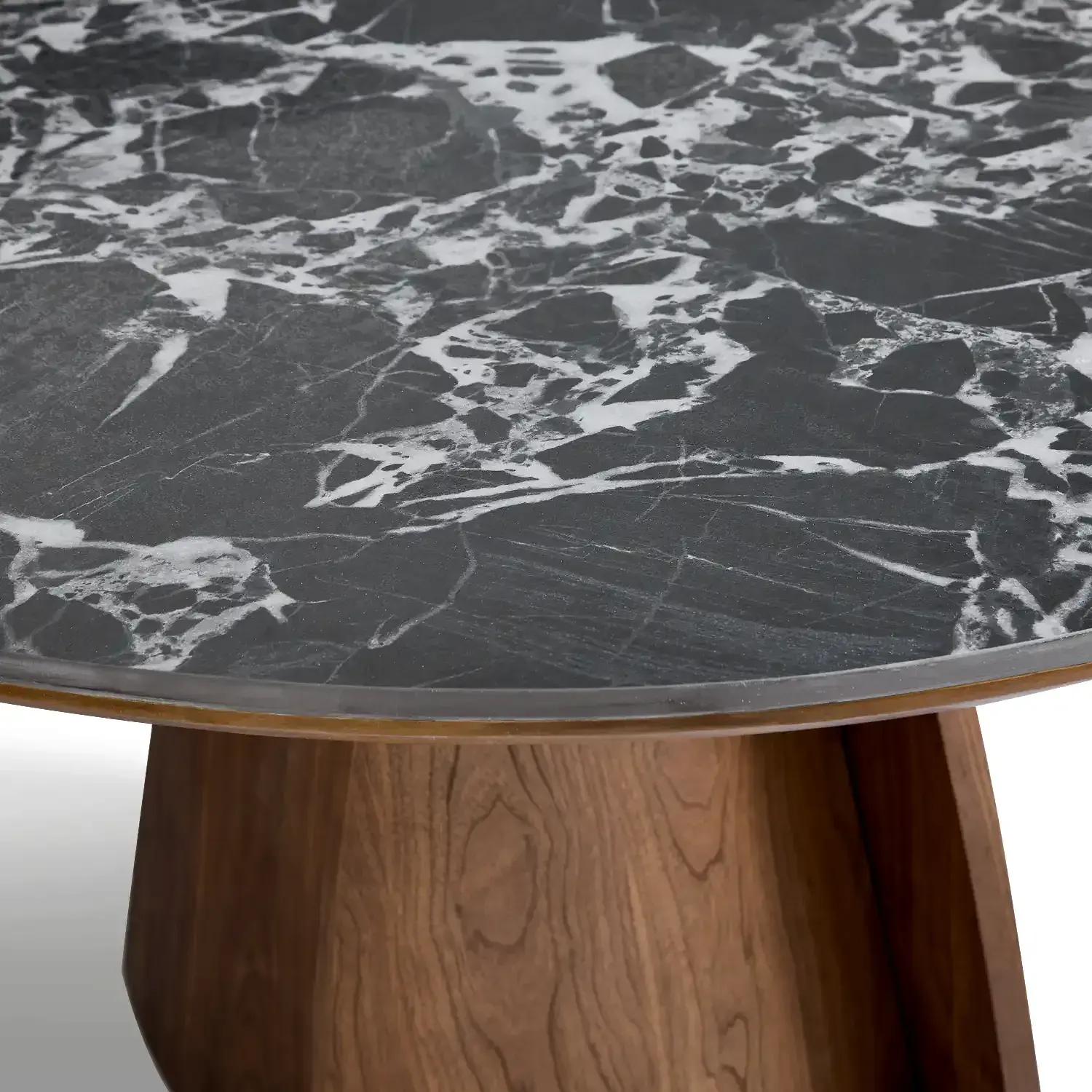 Lina Black Marble - Effect Top & Wooden Base Round Dining Table - Image 4