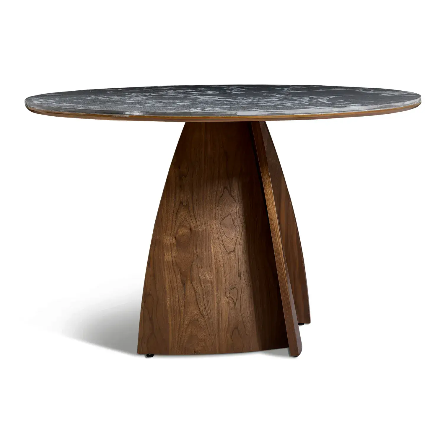 Lina Black Marble - Effect Top & Wooden Base Round Dining Table