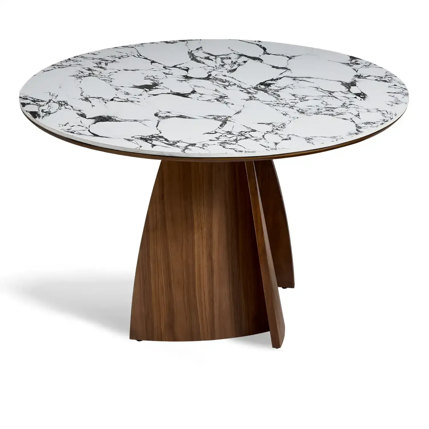 Lina Black Marble - Effect Top & Wooden Base Round Dining Table - Image 7