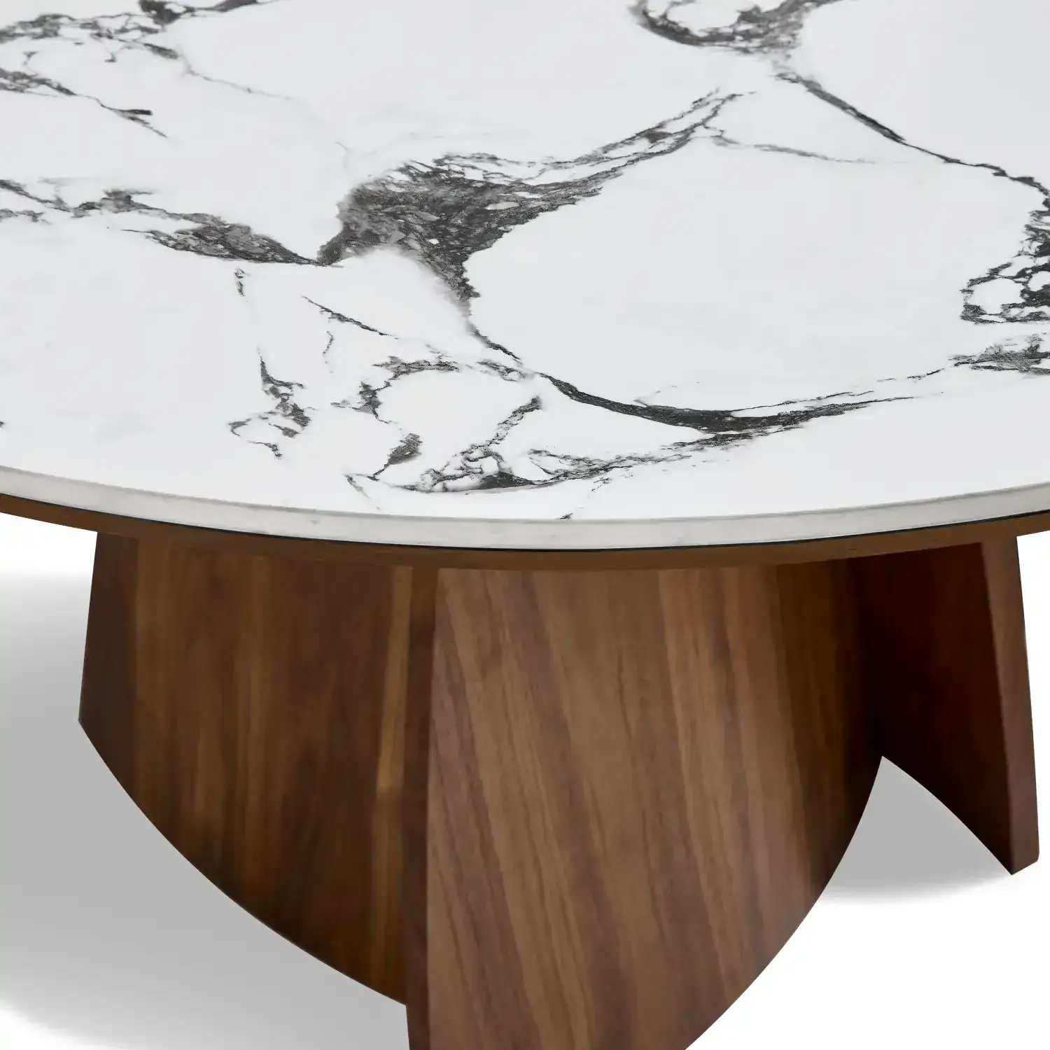 Lina Black Marble - Effect Top & Wooden Base Round Dining Table - Image 8