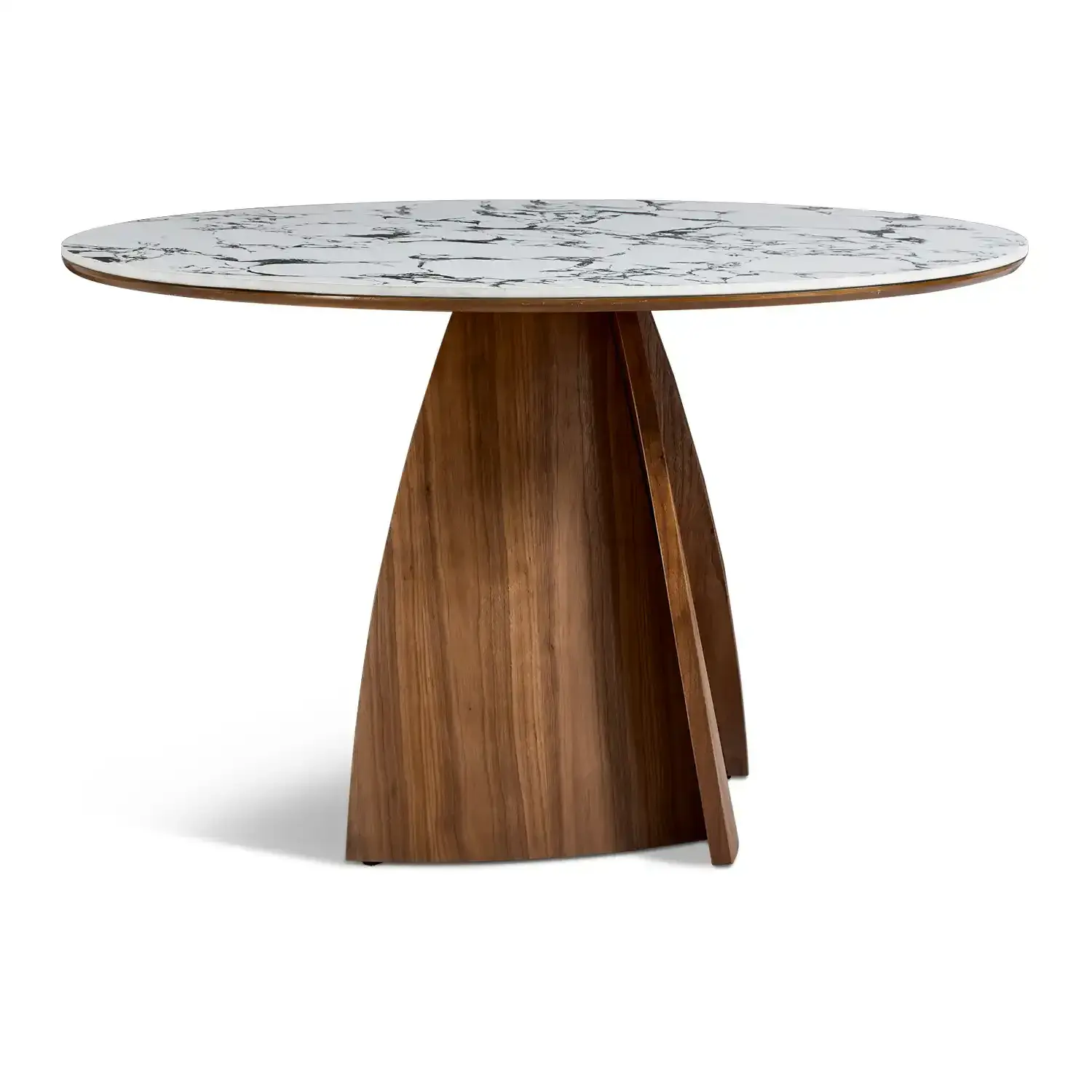Lina Black Marble - Effect Top & Wooden Base Round Dining Table - Image 2