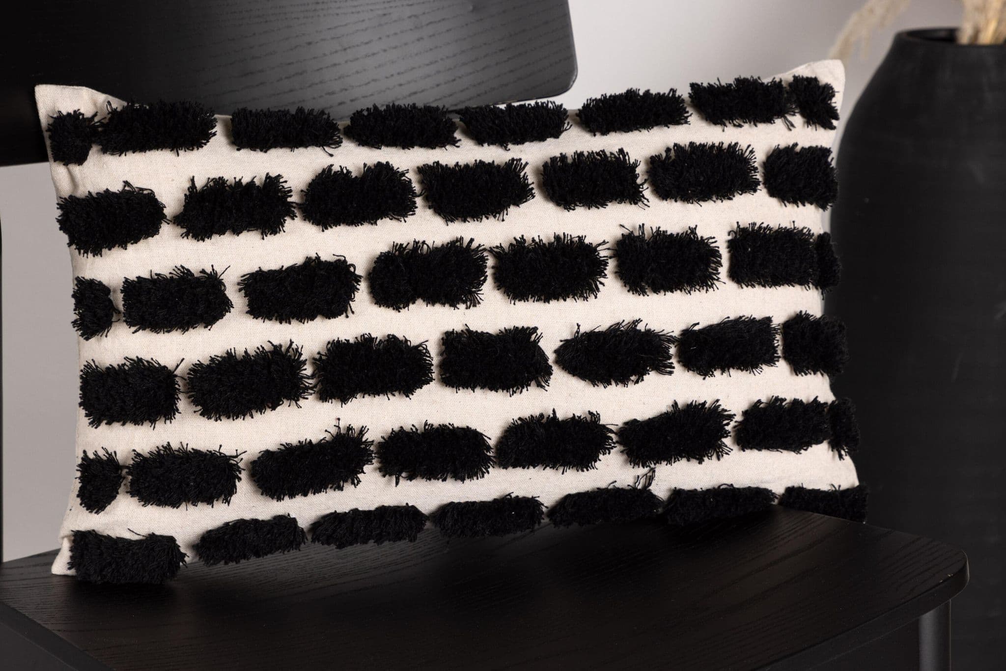 Lova Cushion Cover Poly With Tuft, Black, 30X50 - Image 2