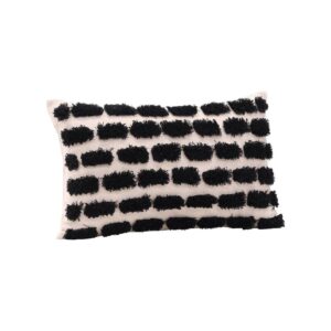 Lova Cushion Cover Poly With Tuft, Black, 30X50