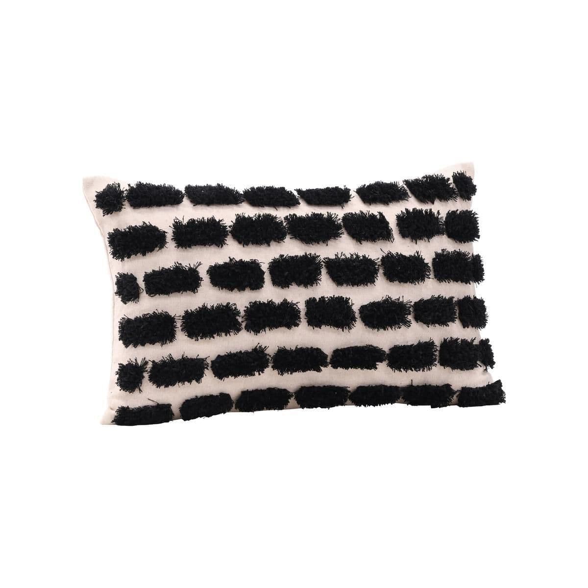 Lova Cushion Cover Poly With Tuft, Black, 30X50