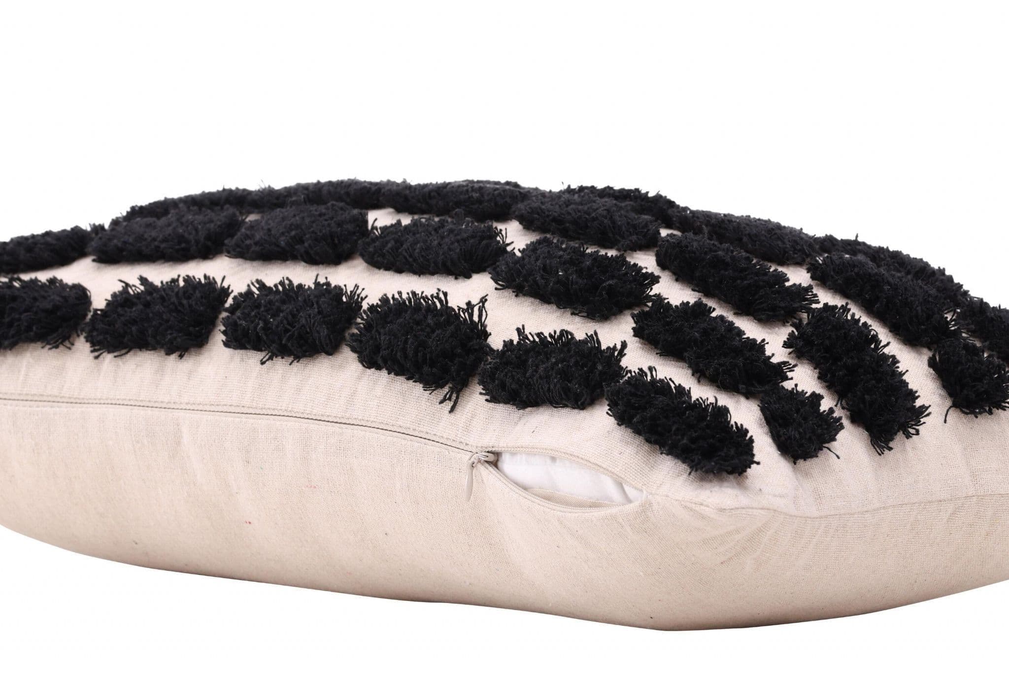 Lova Cushion Cover Poly With Tuft, Black, 30X50 - Image 5
