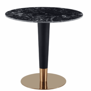 Luxury Black Round Dining Table 80Cm With Black&Gold Leg