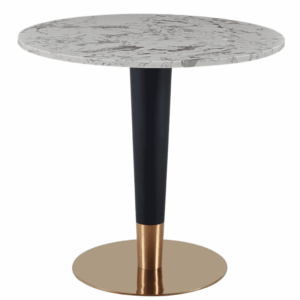 Luxury Black Round Dining Table 80Cm With Black&Gold Leg