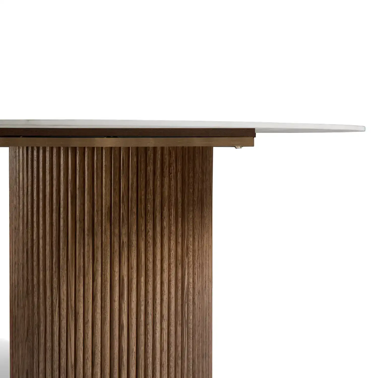 Marcio Marble - Effect Top & Wooden Base Round Dining Table - Red Brown - Image 4