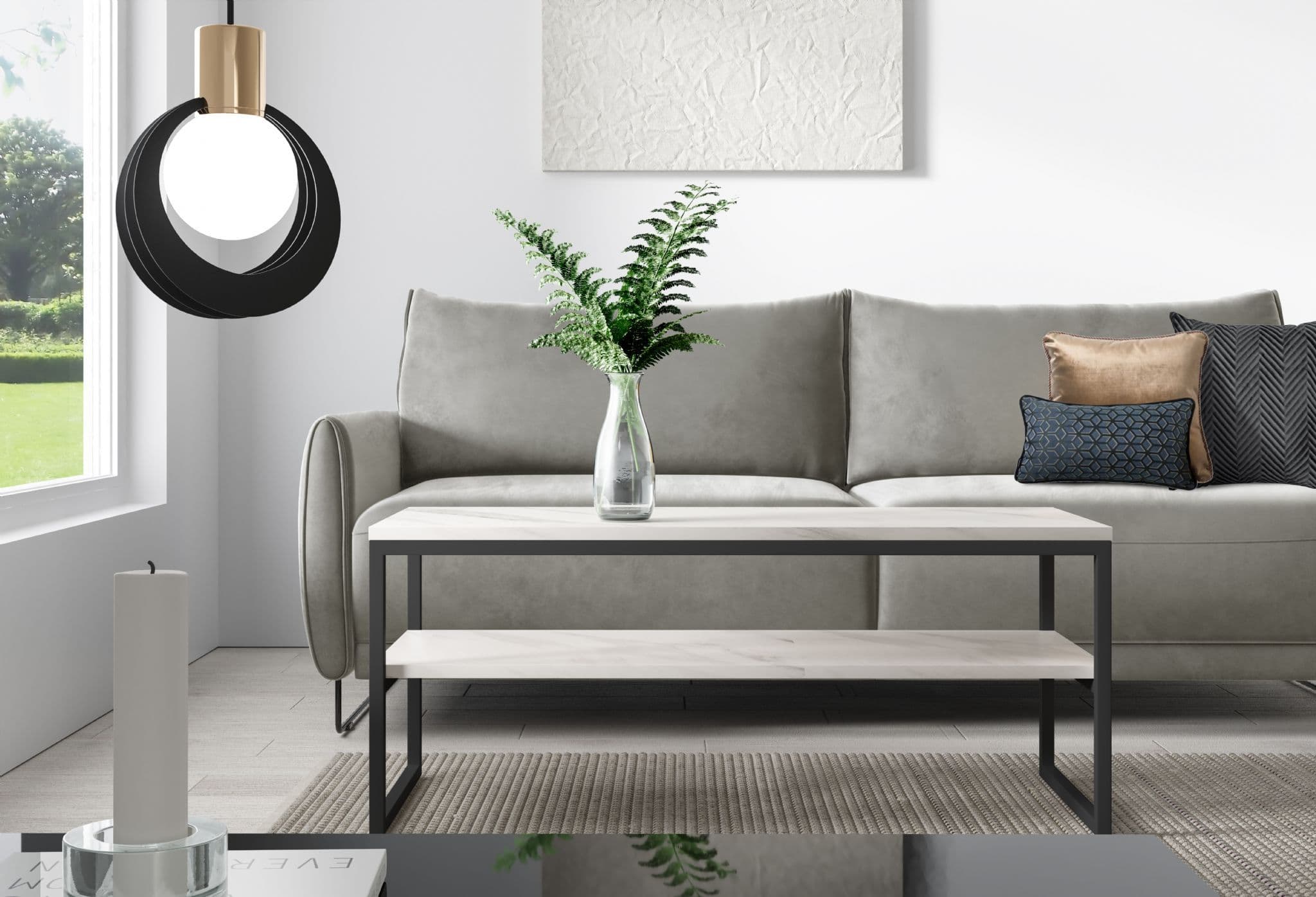 Milan White Laminate Coffee Table With Shelf - Image 2