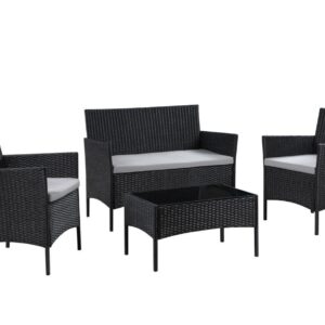 Mmilo 3 Pc Black Rattan Garden Furniture Set - Black, 4