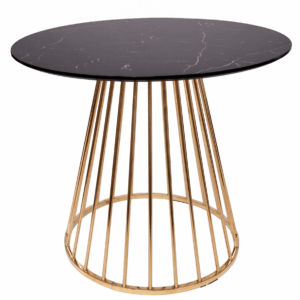 Mmilo White Liverpool Marble Table With Golden Chrome Legs 100cm - Black, 100