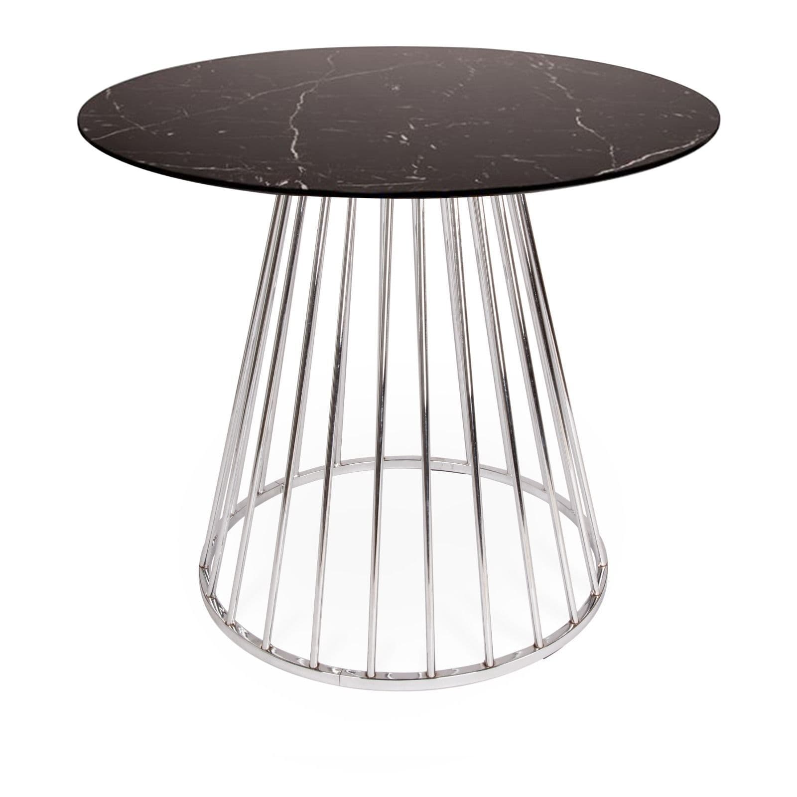 Mmilo Black Liverpool Marble Table With Silver Chrome Legs 100Cm