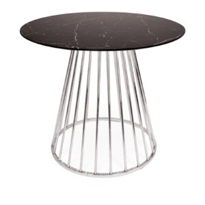 Mmilo Black Liverpool Marble Table With Silver Chrome Legs 120Cm Mmilo Black Liverpool Marble Table