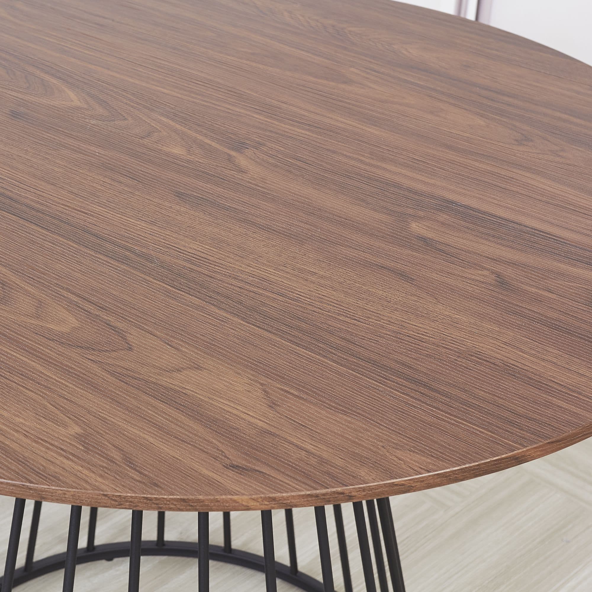 Mmilo Liverpool Style Walnut Effect Mdf Table With Black Chrome Legs - 100Cm - Image 4