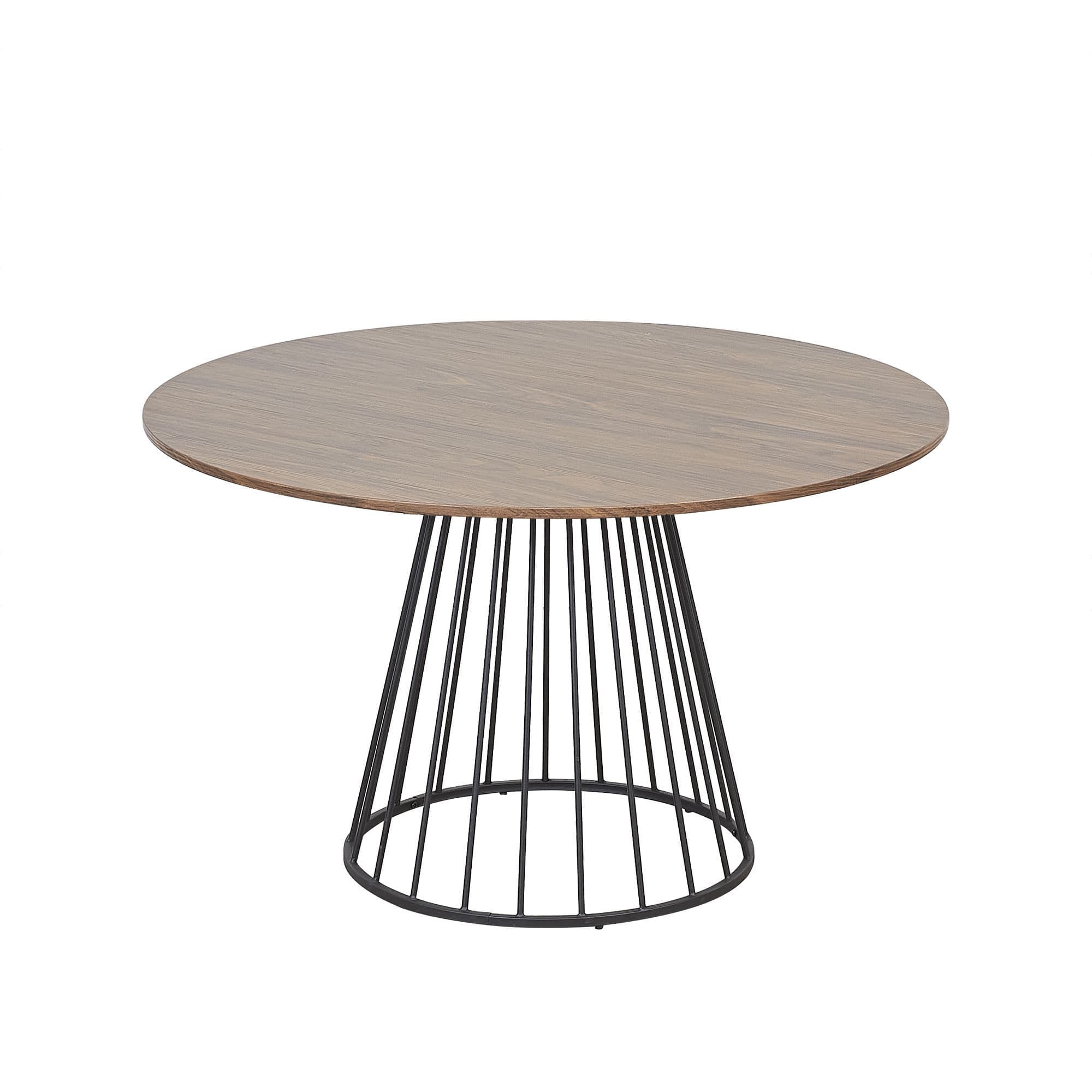 Mmilo Liverpool Style Walnut Effect Mdf Table With Black Chrome Legs - 100Cm - Image 2