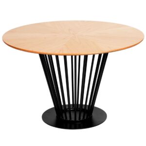 Mmilo Lyon Oak Veneer Round Dining Table, 120Cm