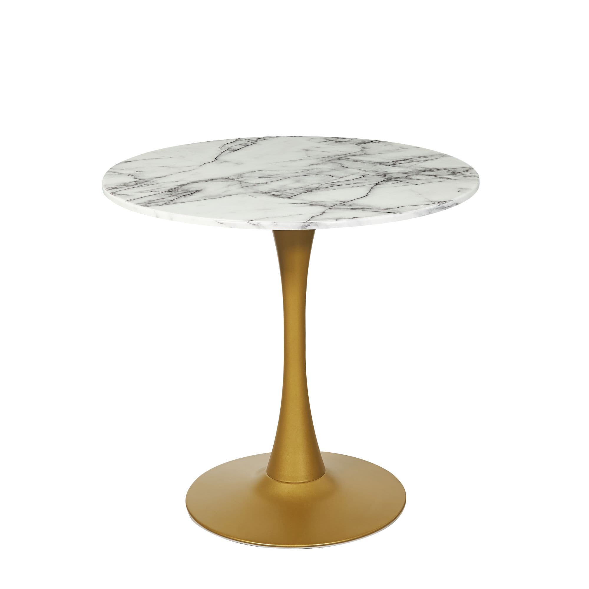 Mmilo Modern Black Round Artificial Marble Dining Table With Gold Base 100Cm - Image 2
