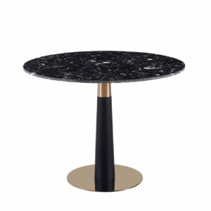Mmilo New White Luxury Round Dining Table Gold & Black Leg - 100Cm